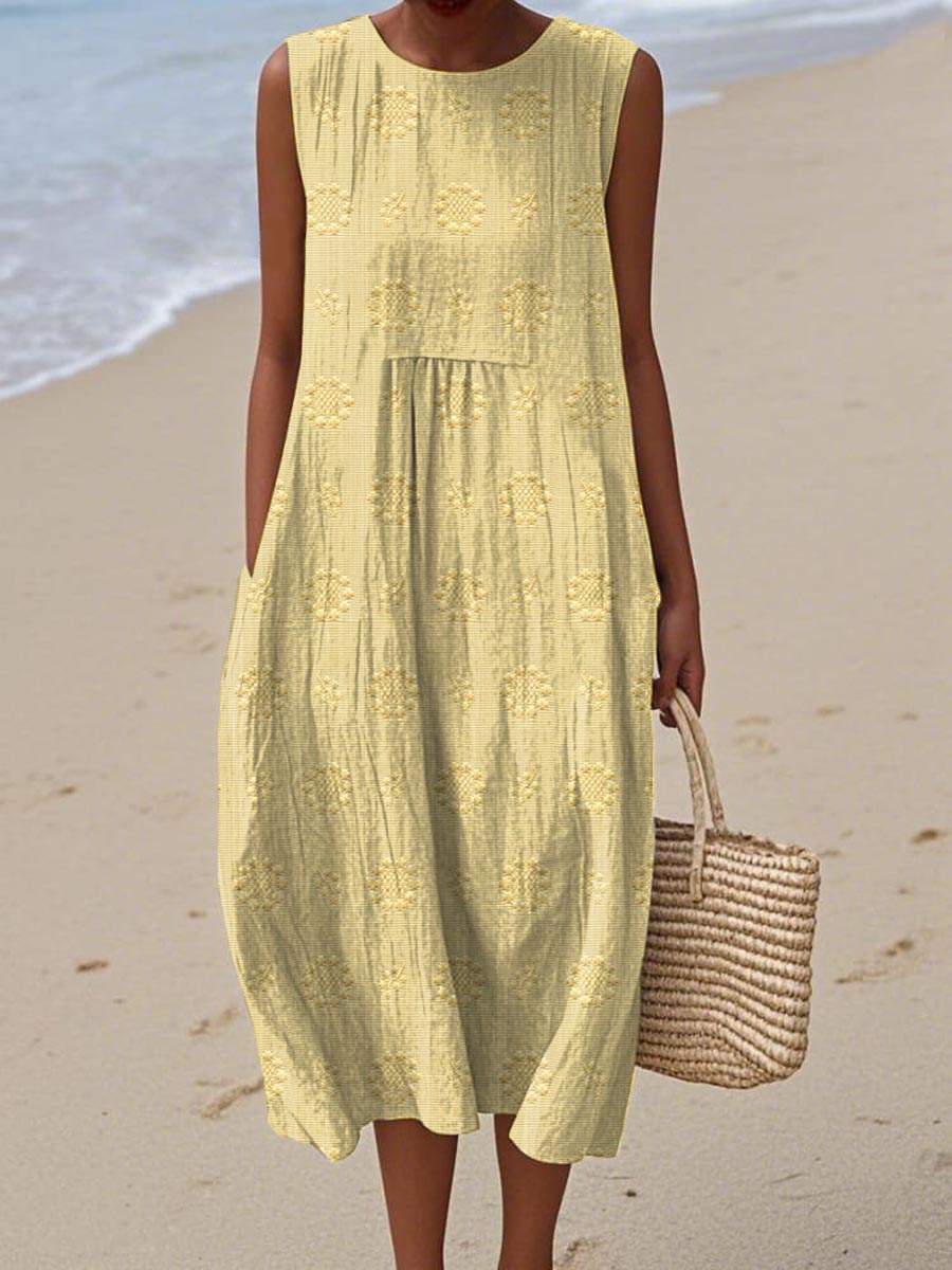 ARIANNA™| SOMMERKLEID AUS BAUMWOLLE MIT BESTICKTER TASCHE