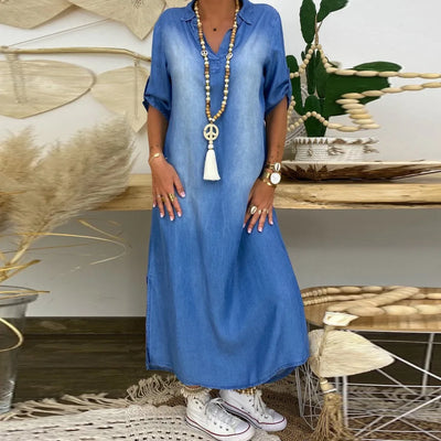LEA™ | Langes Jeans-Kleid