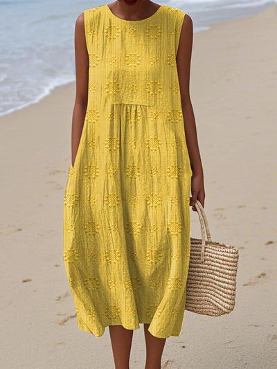 ARIANNA™| SOMMERKLEID AUS BAUMWOLLE MIT BESTICKTER TASCHE