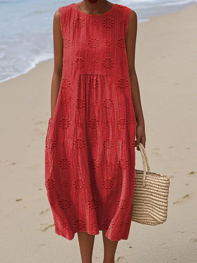ARIANNA™| SOMMERKLEID AUS BAUMWOLLE MIT BESTICKTER TASCHE