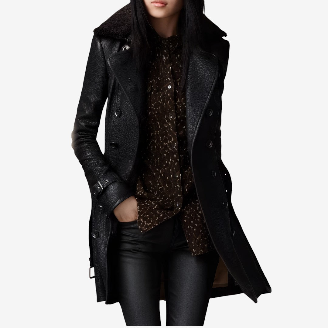 Stilvoller 3/4 Leder-Trench