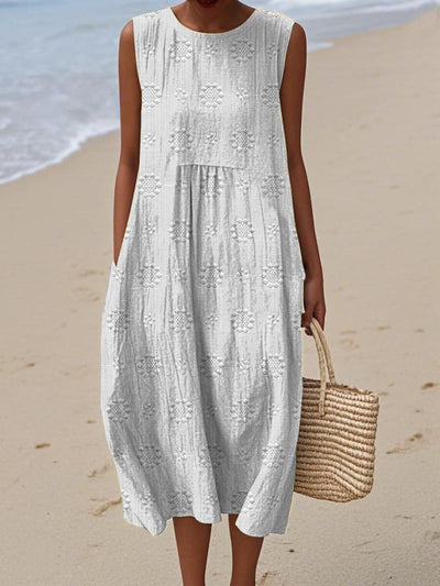 ARIANNA™| SOMMERKLEID AUS BAUMWOLLE MIT BESTICKTER TASCHE
