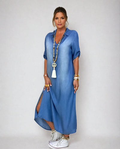 LEA™ | Langes Jeans-Kleid