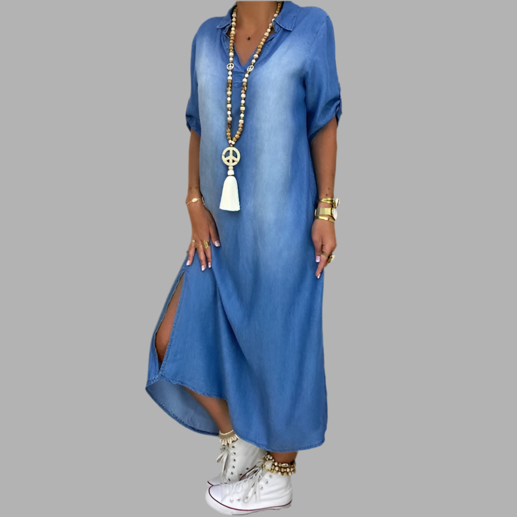 LEA™ | Langes Jeans-Kleid