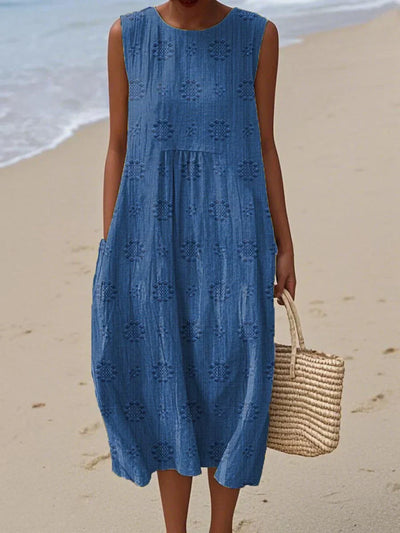 ARIANNA™| SOMMERKLEID AUS BAUMWOLLE MIT BESTICKTER TASCHE