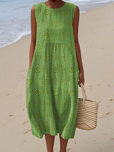 ARIANNA™| SOMMERKLEID AUS BAUMWOLLE MIT BESTICKTER TASCHE